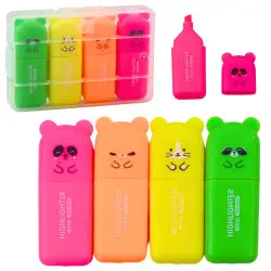 Mini meškiukų žymeklių rinkinys su plastmasiniu dėklu, 5 vnt.