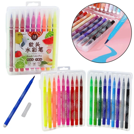 Watercolor Markers in Organizer Colored Set of 18 Pcs Kanceliarinės prekės