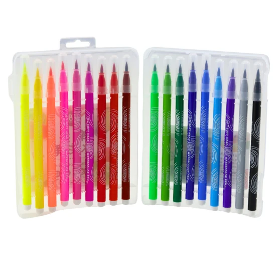 Watercolor Markers in Organizer Colored Set of 18 Pcs Kanceliarinės prekės