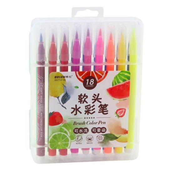 Watercolor Markers in Organizer Colored Set of 18 Pcs Kanceliarinės prekės