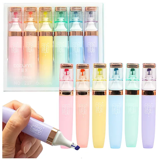 Highlighter Set Pastel Gold Color Elements 6 Pcs Kancelejas preces