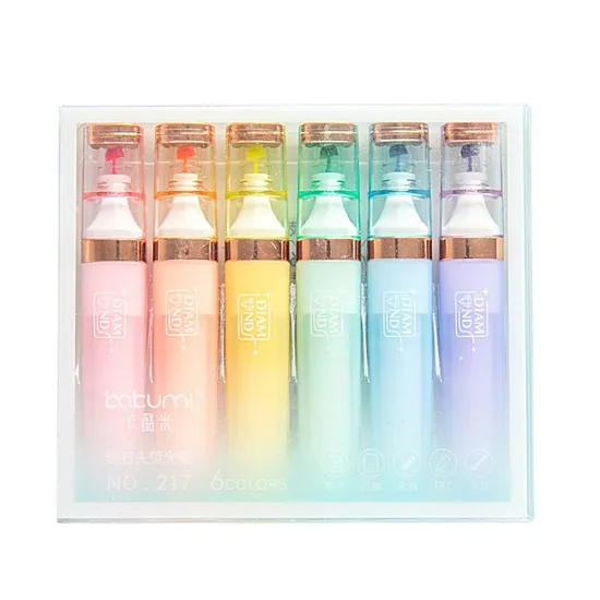 Highlighter Set Pastel Gold Color Elements 6 Pcs Kancelejas preces