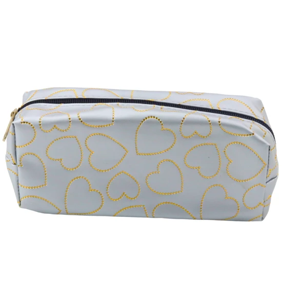 Pilkas penalas su auksinėmis širdelėmis, 20 x 8 cm Penalai