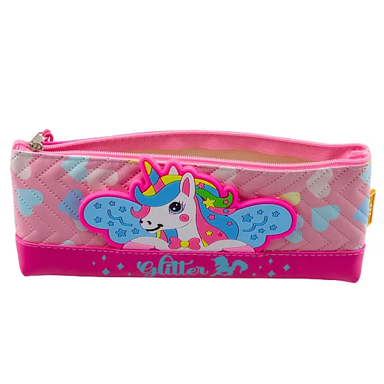 Pink pencil case with unicorn 20 x 8,5 cm Pennants