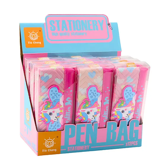 Pink pencil case with unicorn 20 x 8,5 cm Pennants