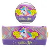 Violetinės spalvos penalas su vienaragiu, 20 x 8,5 cm Penalai