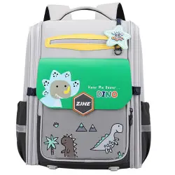 Pilka mokyklinė kuprinė su dinozaurais 21 l, 39 cm