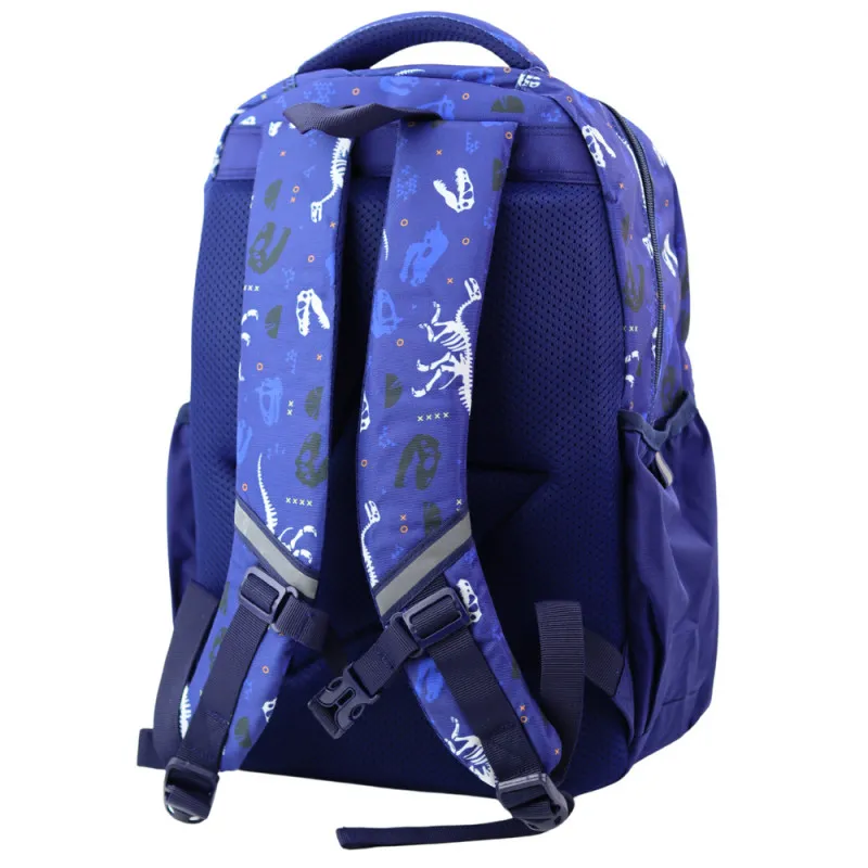 Dark blue school backpack with dinosaur appliqués 20 l Backpacks