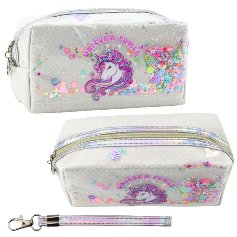 Mokyklinis baltas penalas Unicorn Confetti 20 cm Kanceliarinės prekės