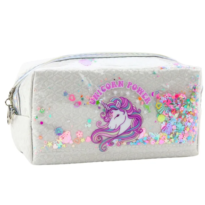 Mokyklinis baltas penalas Unicorn Confetti 20 cm Kanceliarinės prekės