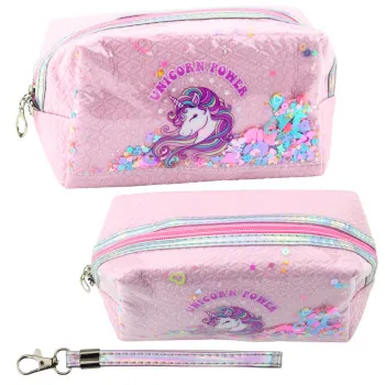 Школьный розовый пенал Unicorn Confetti, 20 см