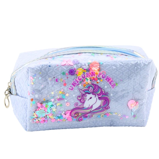 Mokyklinis mėlynas penalas Unicorn Confetti, 20 cm Penalai