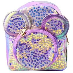 Violetinė vaikiška kuprinė su blizgučiais, pelės ausytėmis 22cm 3L