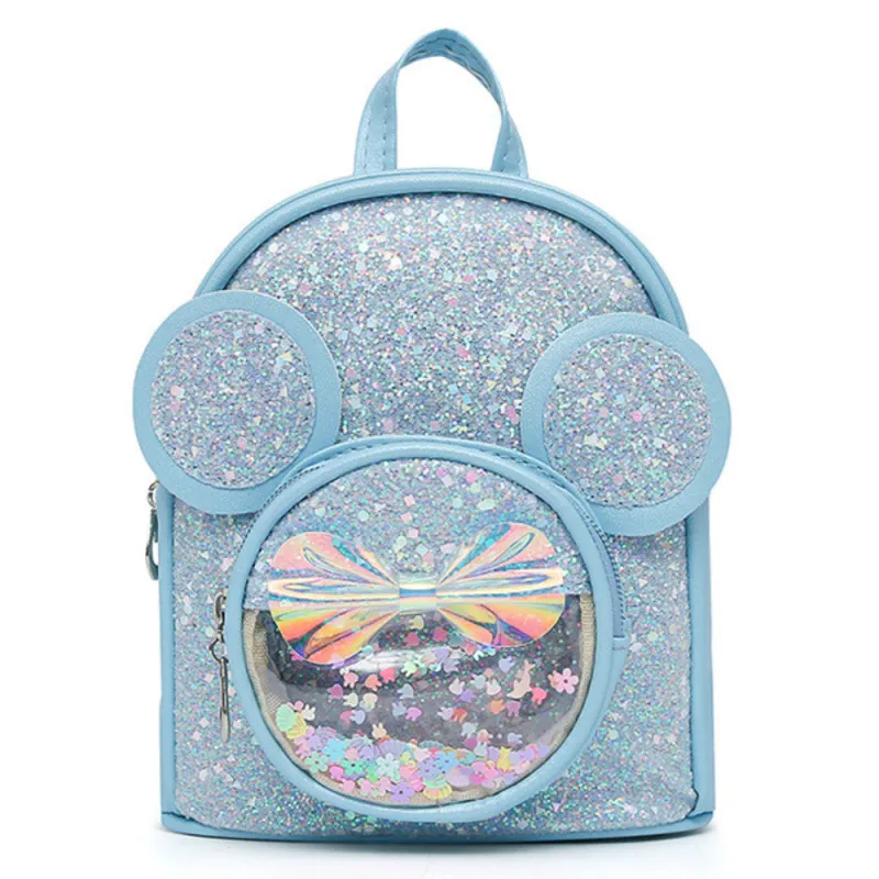 Lasten sininen reppu glitterillä ja hiirenkorvilla, 22 cm, 3 l Reput