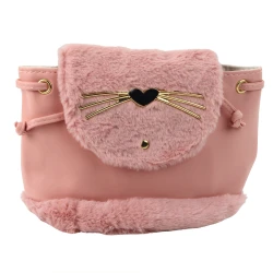 Vaikiška rožinė kuprinė su pliušinėmis ausimis, reguliuojamu diržu, 22 cm, 4 l