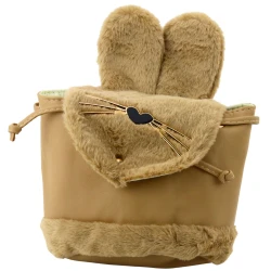 Vaikiška rusva kuprinė su pliušinėmis ausimis, reguliuojamu dirželiu, 22 cm, 4 l