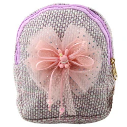 Vaikiška violetinė kuprinė su kaspinu ir zuikio motyvu, 21 cm, 2 l