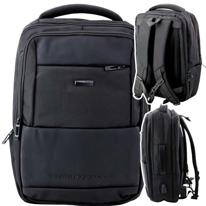 Juoda kuprinė su USB 26 l, 45 cm Kuprinės