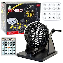 Šeimos bingo žaidimas su loterijos aparatu