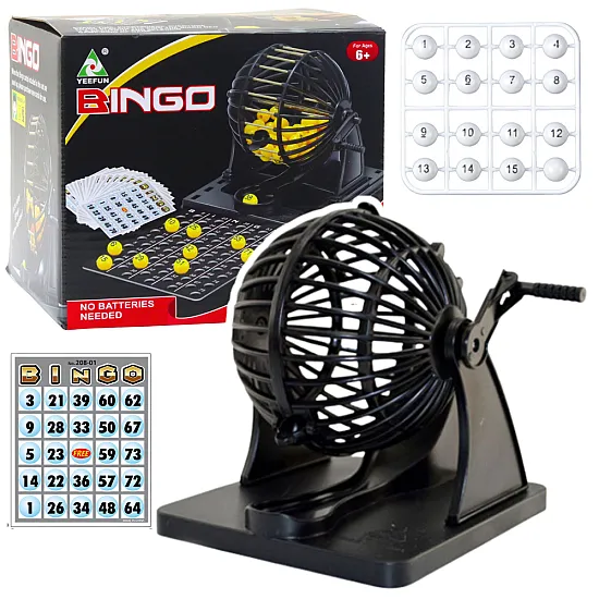 Šeimos bingo žaidimas su loterijos aparatu