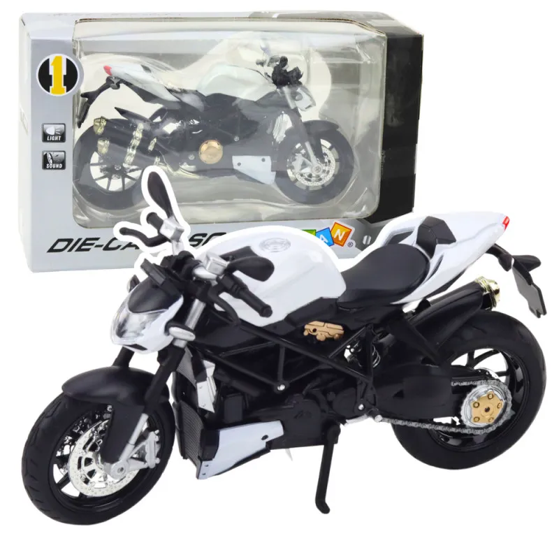 Baltas/juodas sportinis motociklas Žaisliniai motociklai