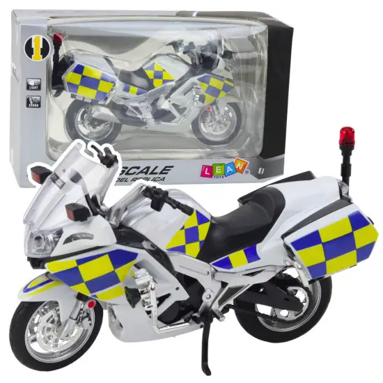 Metalinis baltas policijos motociklas Žaisliniai motociklai