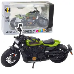 Chopper juodas/žalias metelinis motociklas