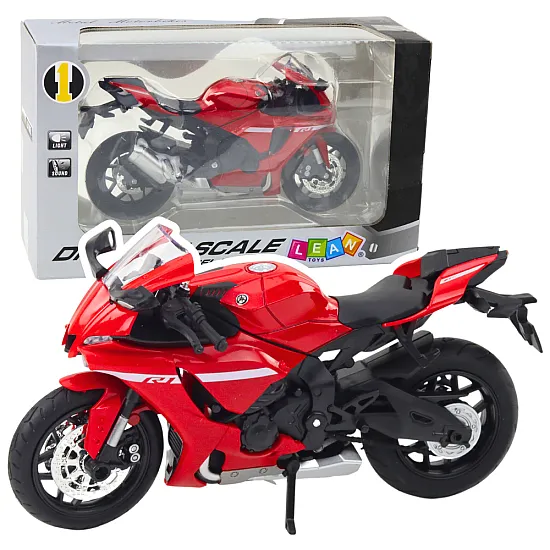 Metalinis raudonas sportinis motociklas Žaisliniai motociklai