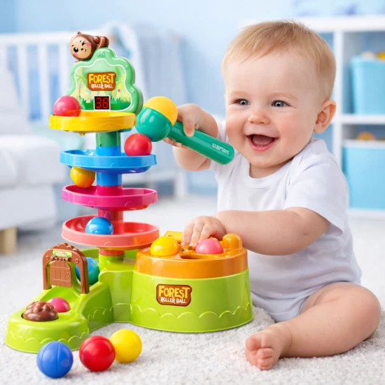 Interaktyvus sensorinis kamuoliukų takelis Kūdikiams