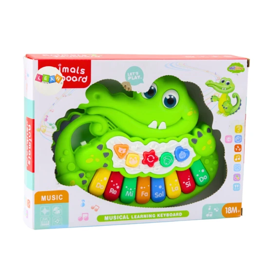 Žalias interaktyvus vaikiškas pianinas su švieselėmis ir gyvūnų garsais Kūdikiams