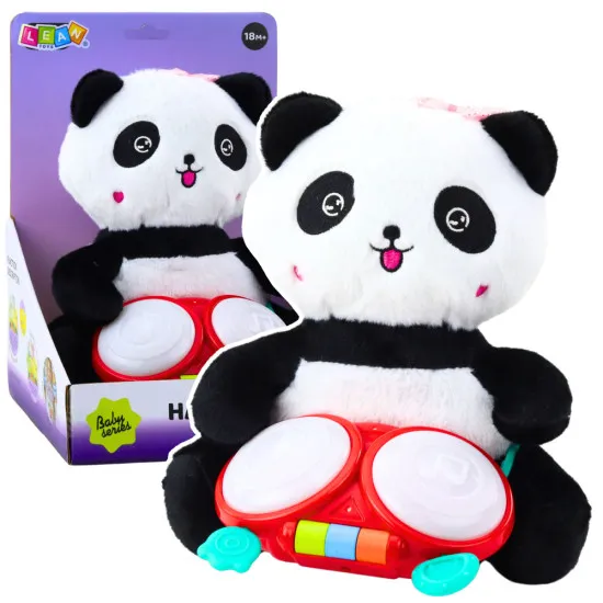 Pliušinė panda su būgnais- muzikinis žaislas Kūdikiams