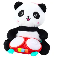 Pliušinė panda su būgnais- muzikinis žaislas