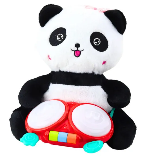 Pliušinė panda su būgnais- muzikinis žaislas Kūdikiams