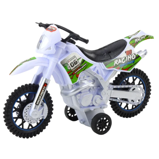 Žaislinis baltas visureigis motociklas Žaisliniai motociklai