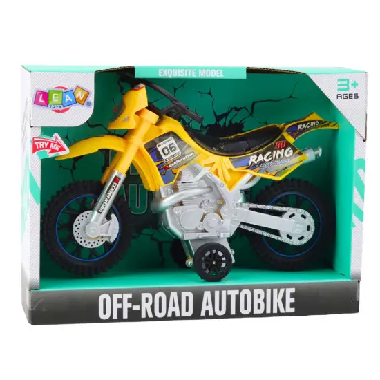 OFF-ROAD krosinis geltonas motociklas Žaisliniai motociklai