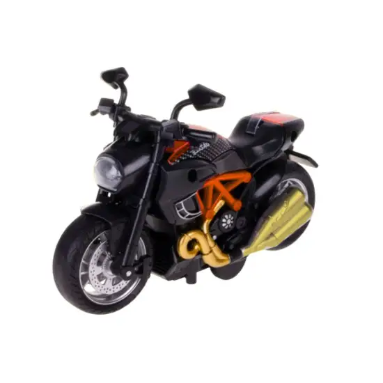 Surenkamas juodas/oranžinis motociklas Žaisliniai motociklai