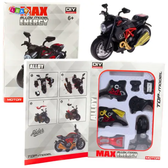 Surenkamas juodas/raudonas motociklas Žaisliniai motociklai