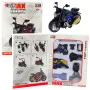 Surenkamas juodas/mėlynas motociklas 