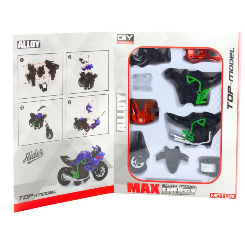 Prefabricated Motorcycle Bolt Metal 1:14 DIY Orange-Green
