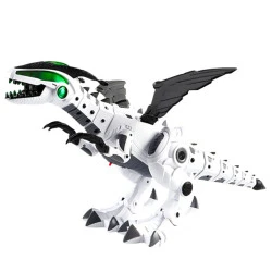 Baterijomis valdomasbaltas dinozaurų robotas