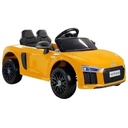 Geltona Audi R8 Spyder elektrinis automobilis