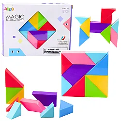 Magnētiskie Tangram bloki Krāsainas puzles uzlīmes 9 gab.