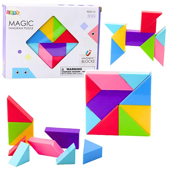 Magnetic Tangram Blocks Coloured puzzle stickers 9 pcs.