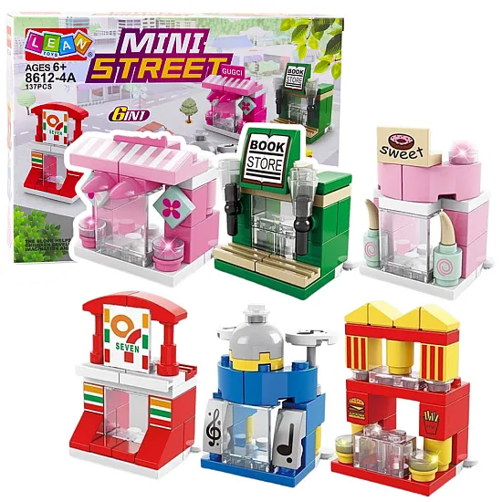 Mini gatvės pastatai statybiniai blokeliai Konstruktoriai