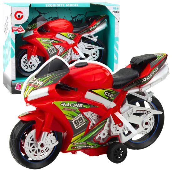 Lenktyninis raudonas motociklas Žaisliniai motociklai