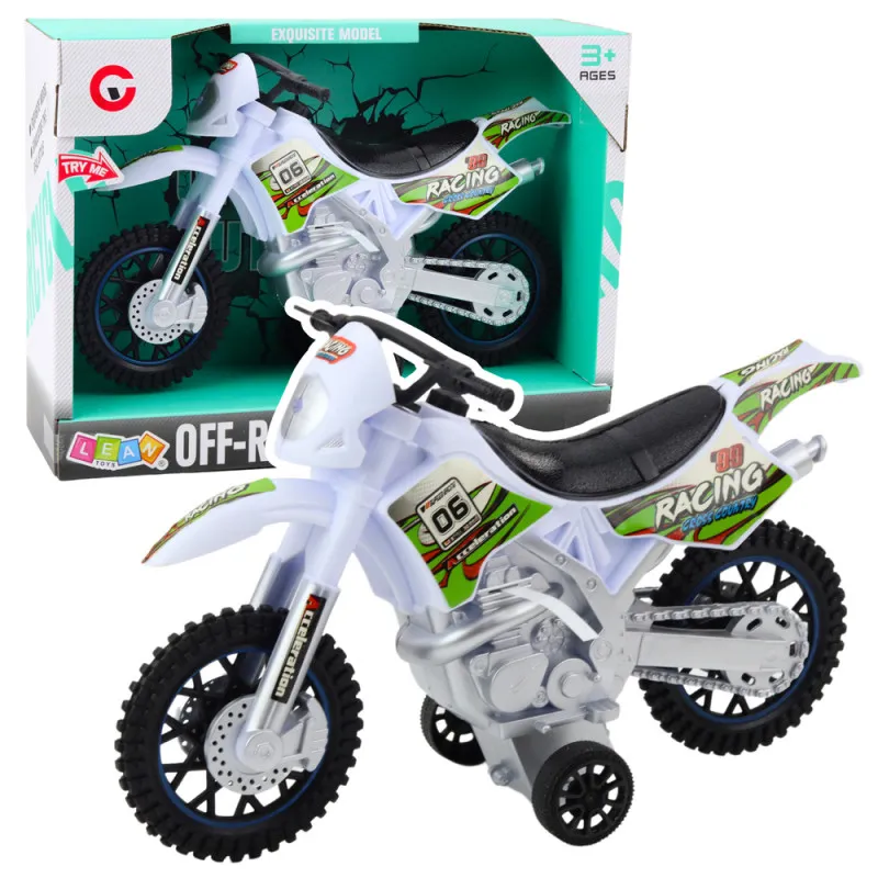 Baltas motokrosinis motociklas Žaisliniai motociklai