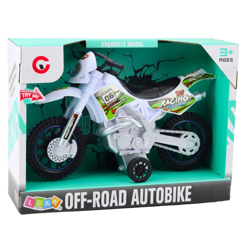 Baltas motokrosinis motociklas Žaisliniai motociklai