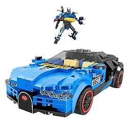 Konstruktorius mėlynas automobilis-robotas