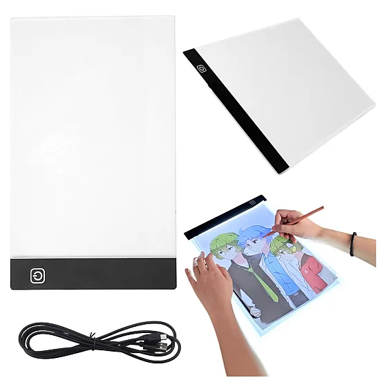 LED apšviesta piešimo lenta kaligrafijai, A4 formato Magnetinės lentos ir magnetai
