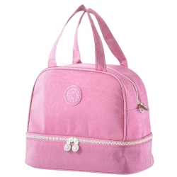 Rožinis priešpiečių krepšys su reguliuojamu dirželiu, 27 cm